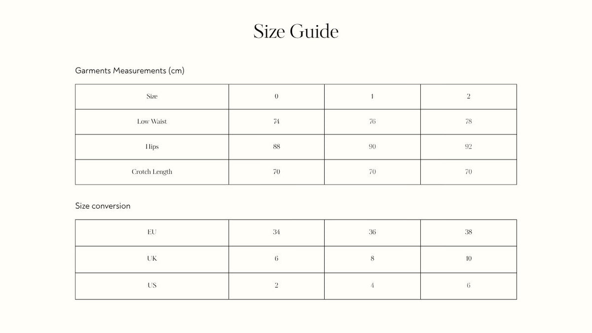 Garment measurements