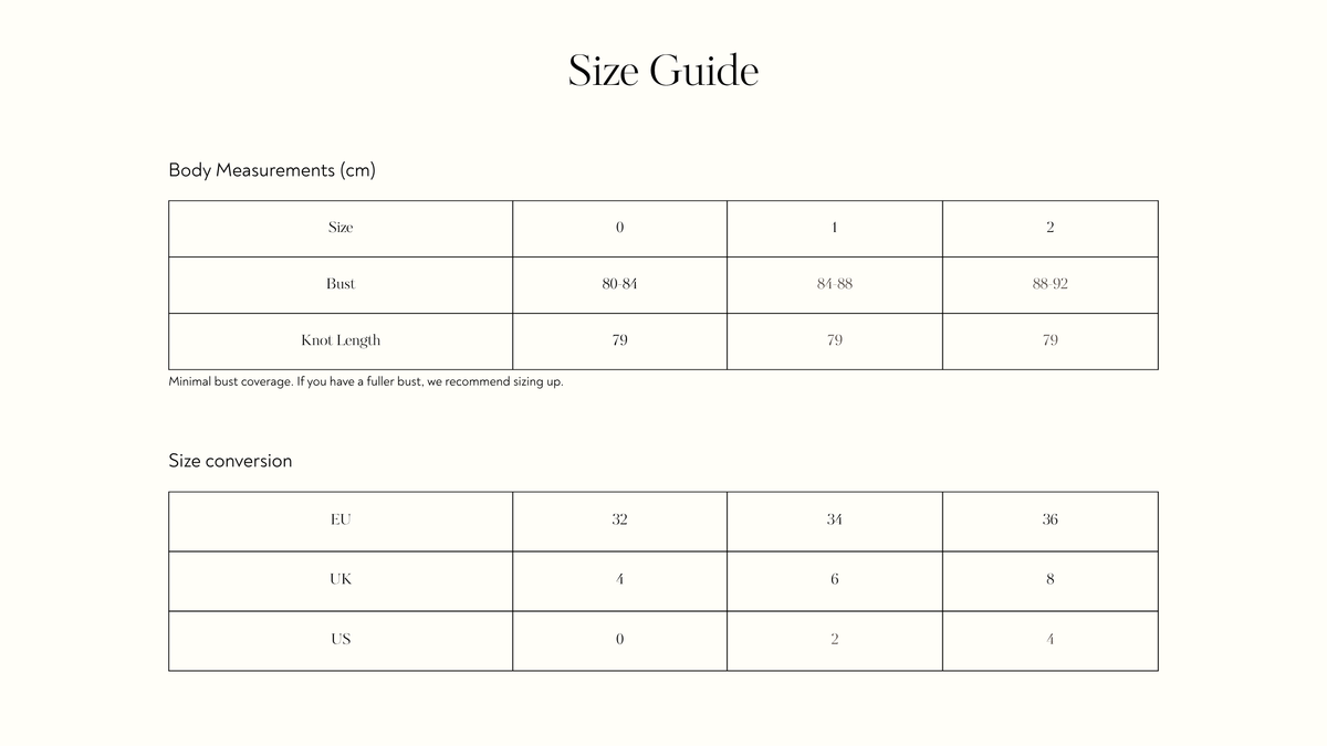 Garment measurements