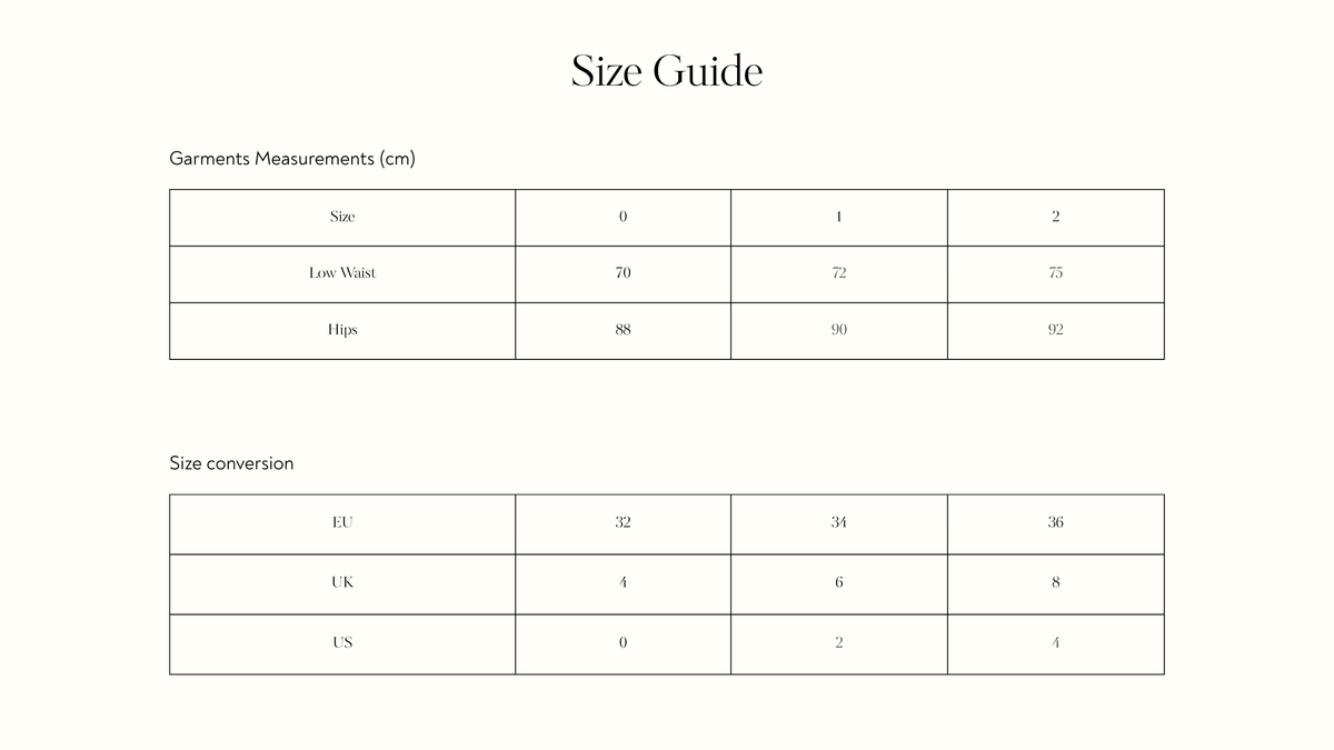 Garment measurements