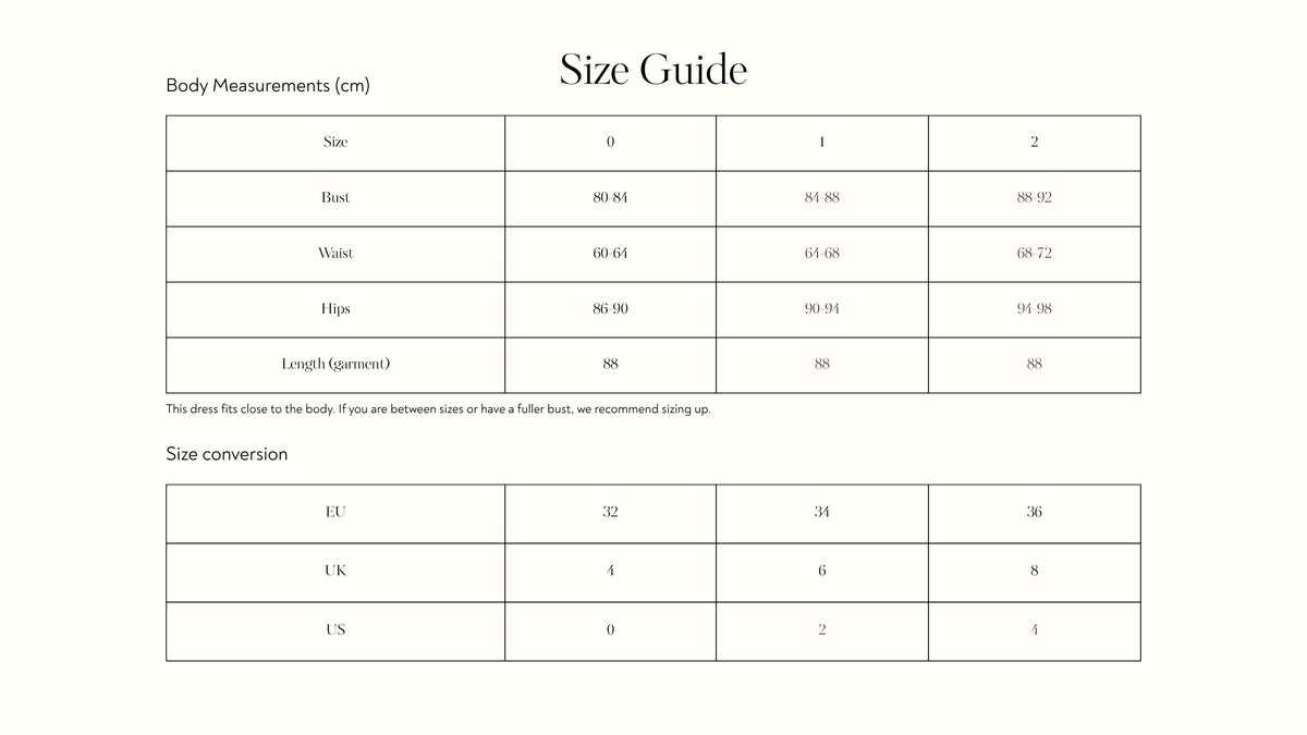 Garment measurements