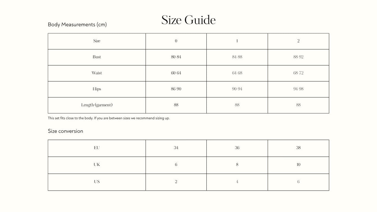 Garment measurements